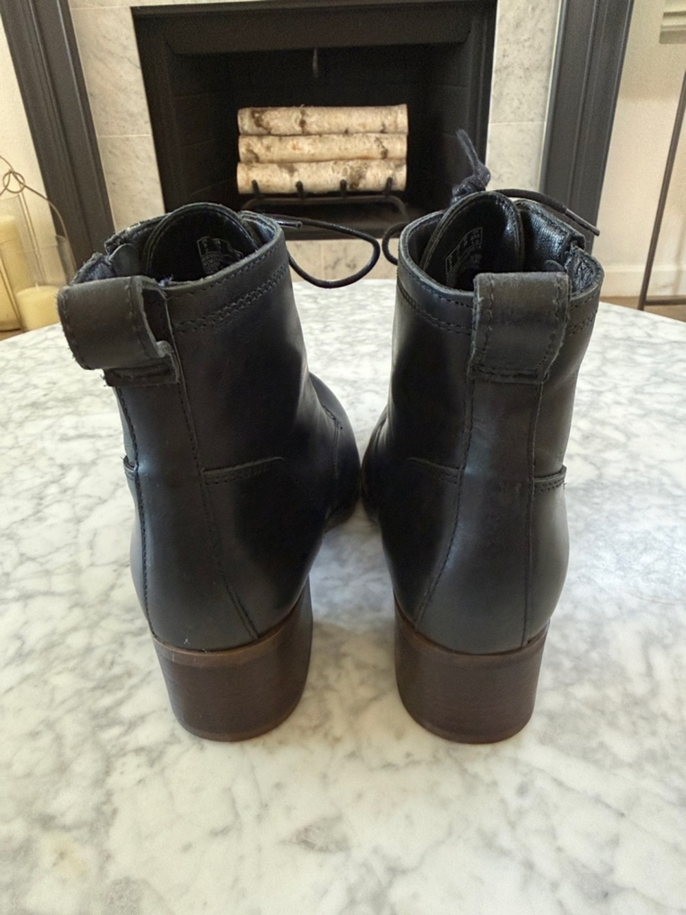 Women’s Clarks Black Leather Side Zip, Lace-Up Combat Boots - Picture 5 of 8